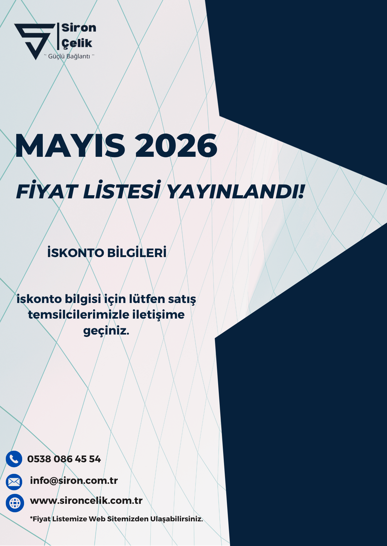 SİRON ÇELİK ŞUBAT AYI 2026 FİYAT LİSTESİ YAYIMLANDI